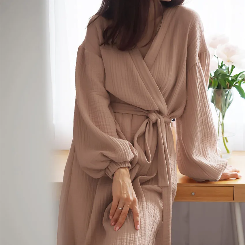 Women's Cotton Gauze Simple Casual Robe