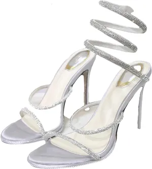 Women's Crystal Ankle Strap Sandals - Street Style Open Toe Party Heels