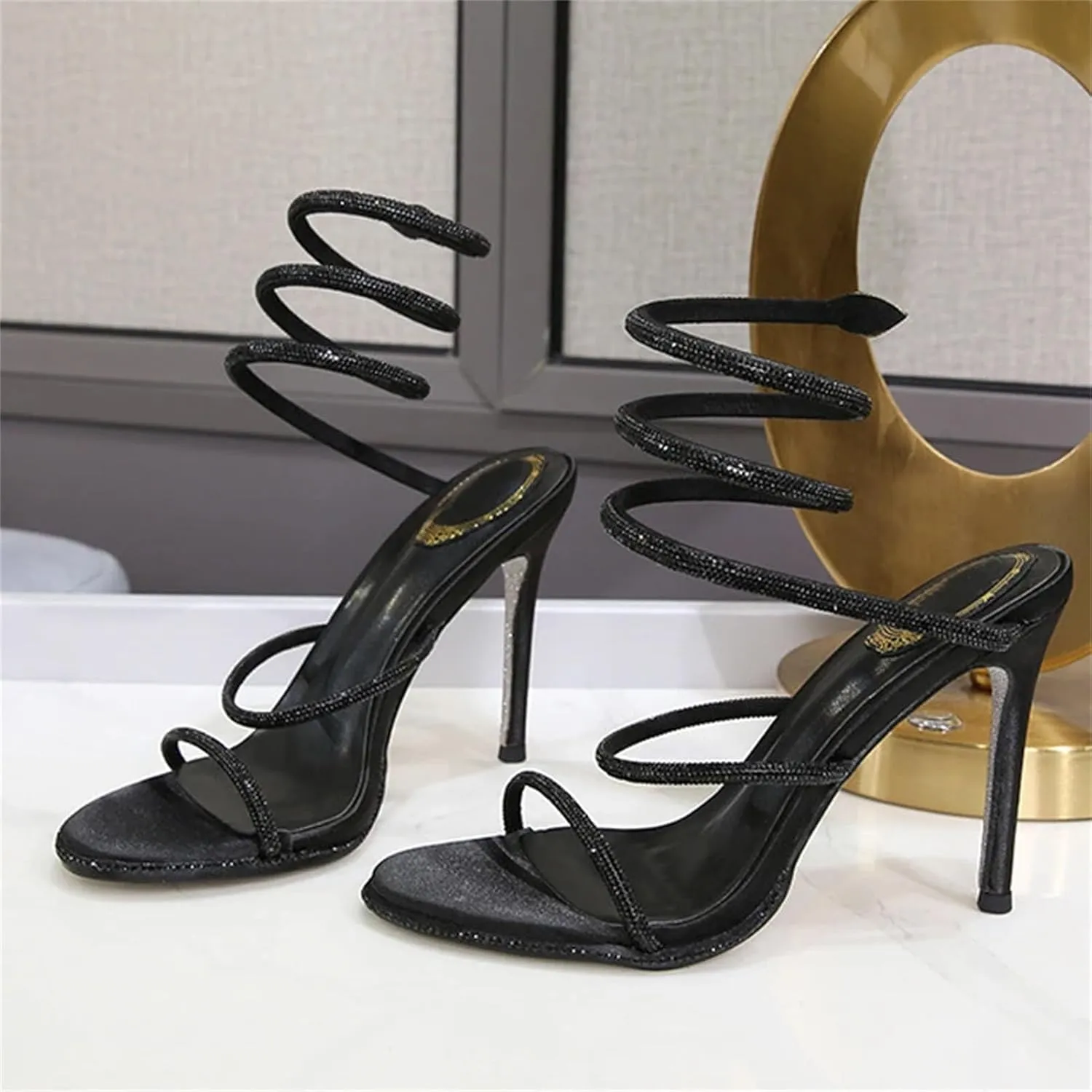 Women's Crystal Ankle Strap Sandals - Street Style Open Toe Party Heels