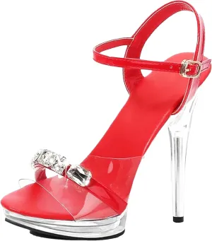 Women's Diamond Sandals - Narrow Band Crystal Wedding Party Heels