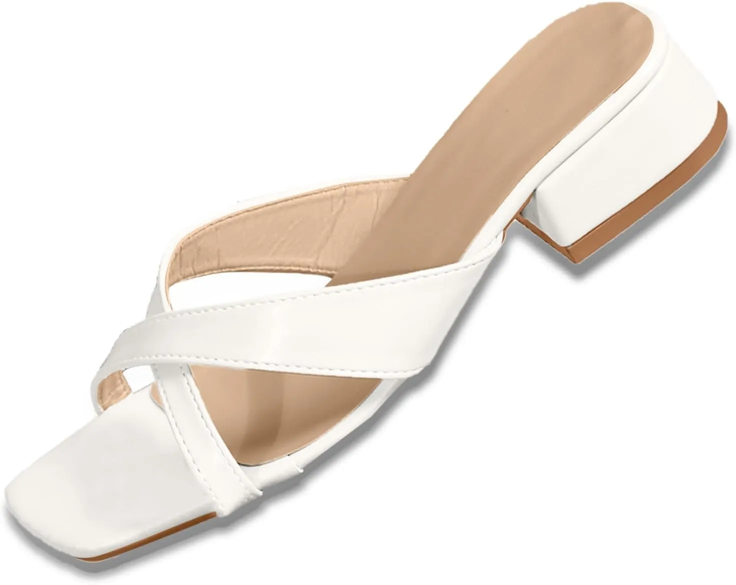 Womens Dress Sandals Low Heel Bridal Shoes Slip On Chunky Heels Square Toe Heels Sandals for Bridal Wedding