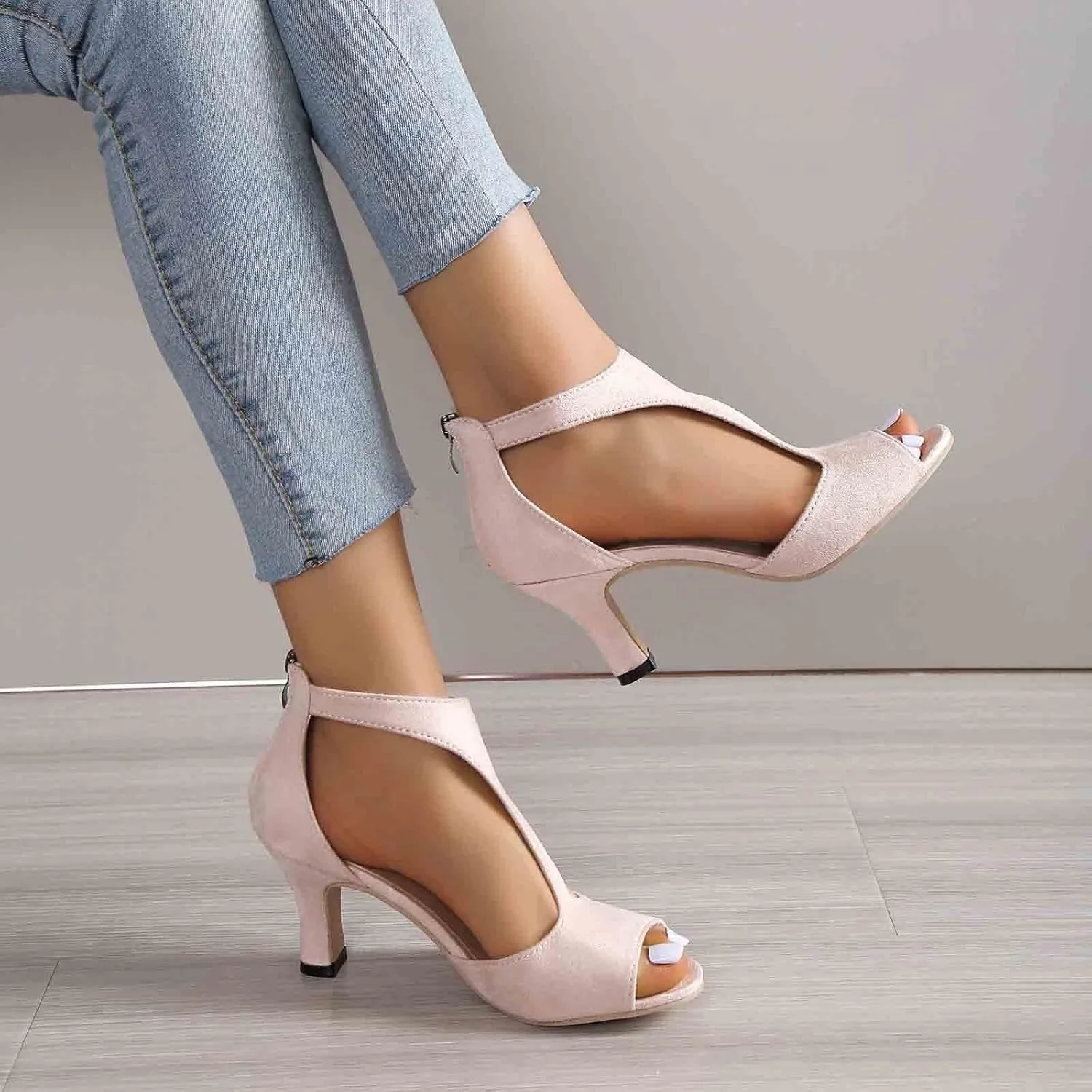Women's European and Simple Fashion Back Zipper Foreign Trade Large Side Empty Sandals Women's Shoes