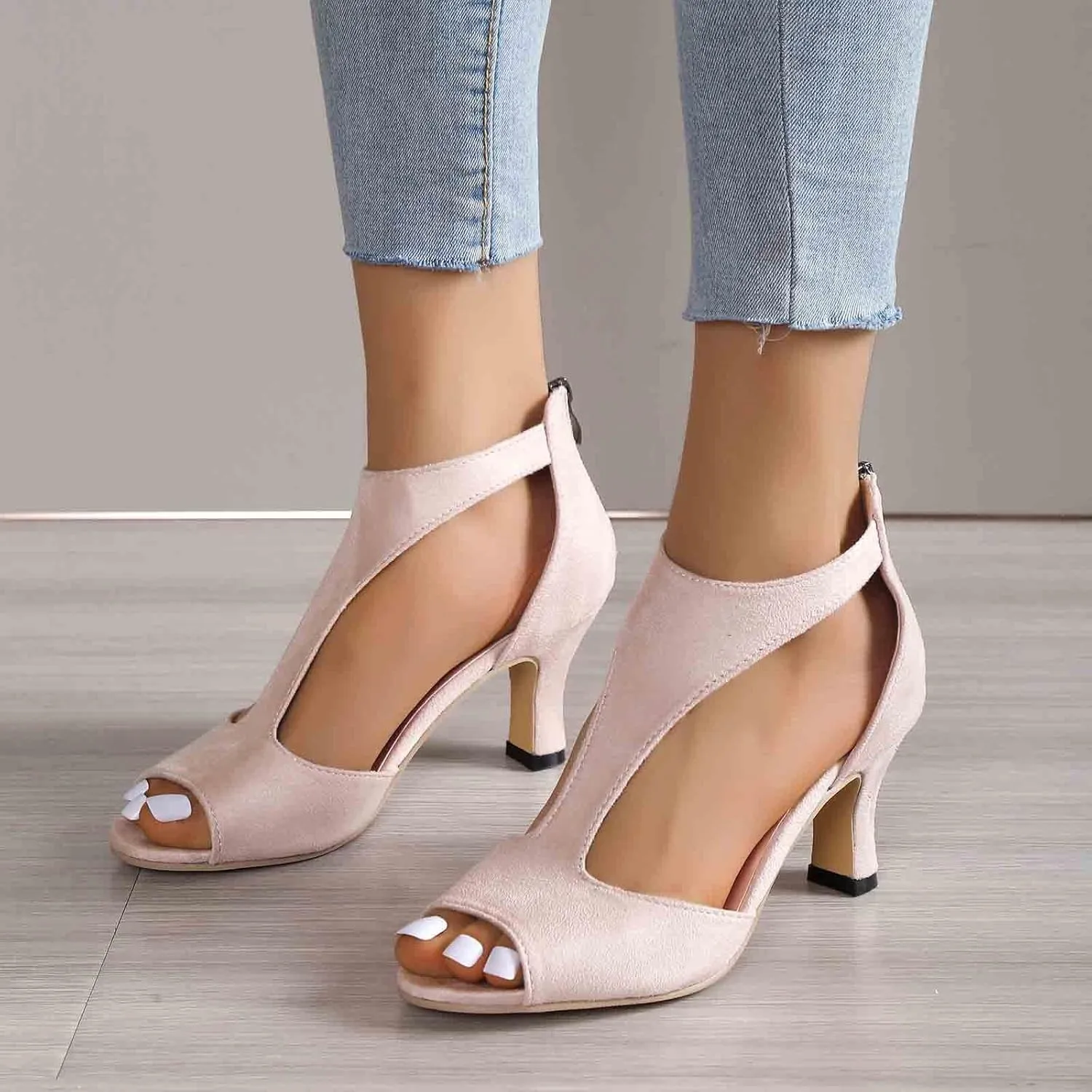 Women's European and Simple Fashion Back Zipper Foreign Trade Large Side Empty Sandals Women's Shoes