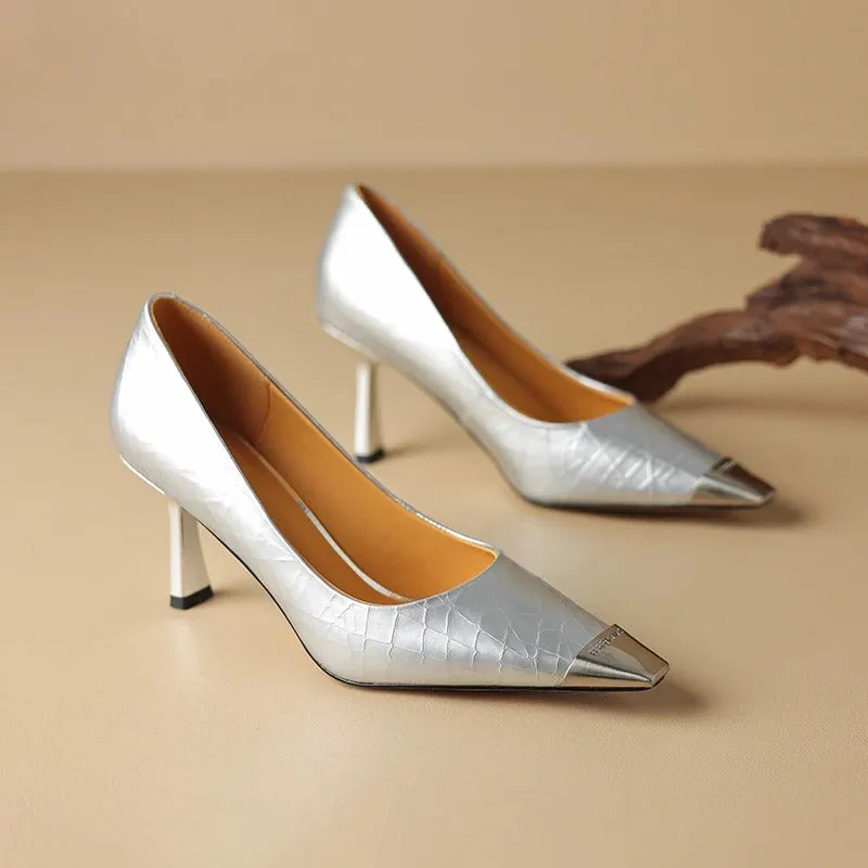 Women's Glamorous Textured Design High Heel Stiletto Shoes