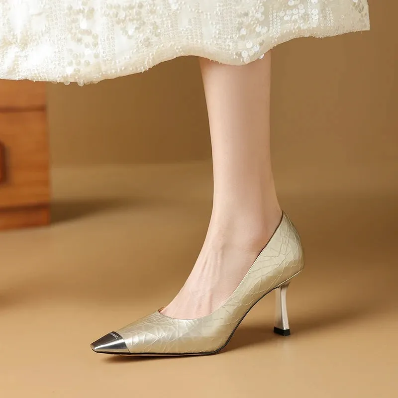Women's Glamorous Textured Design High Heel Stiletto Shoes