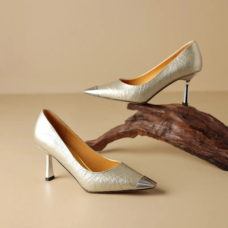 Women's Glamorous Textured Design High Heel Stiletto Shoes