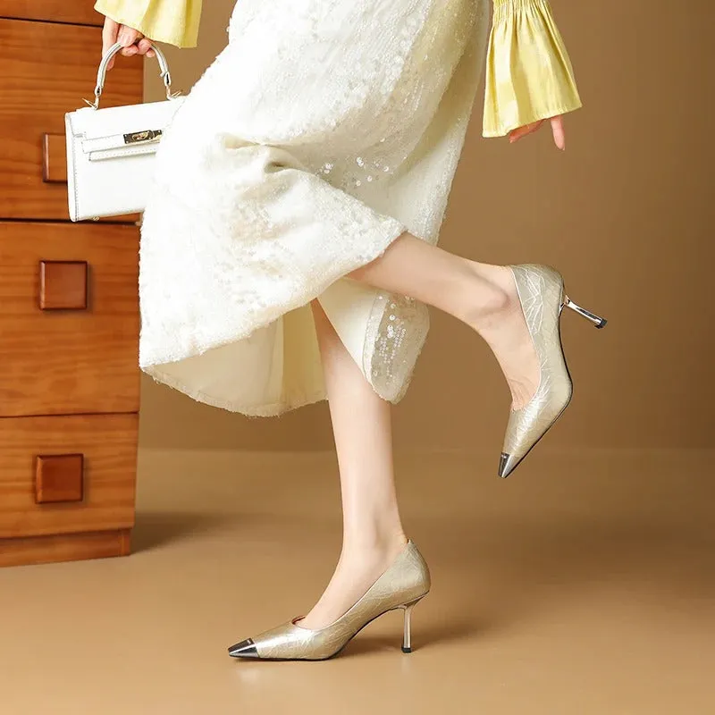 Women's Glamorous Textured Design High Heel Stiletto Shoes