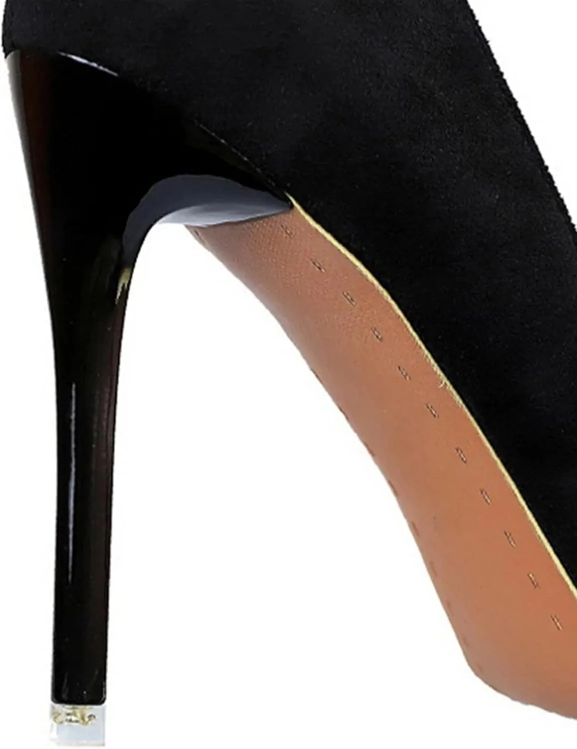 Women's Glittery Rhinestone Square Buckle Pumps Pointed Closed Toe Slip On Business Casual Heels Formal Black Stilettos