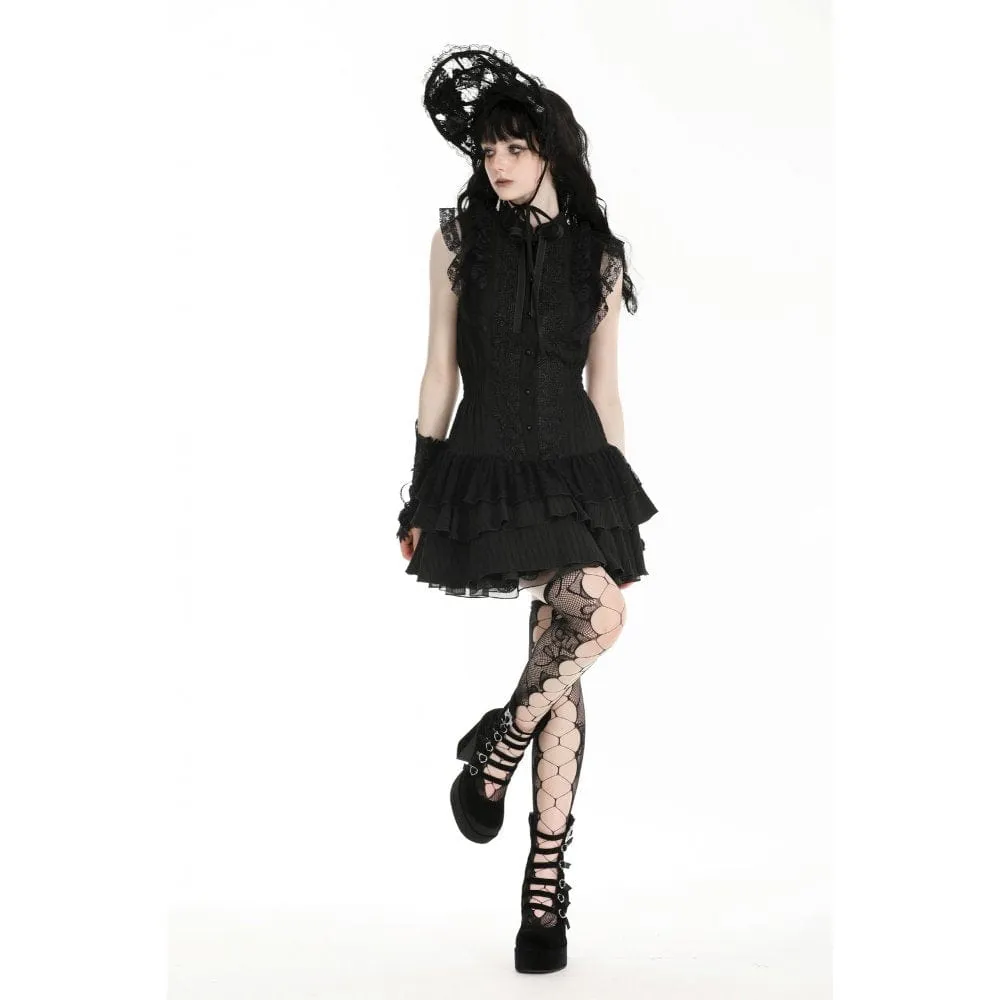 Women's Gothic Cheongsam Collar Ruffled Homecoming Dress