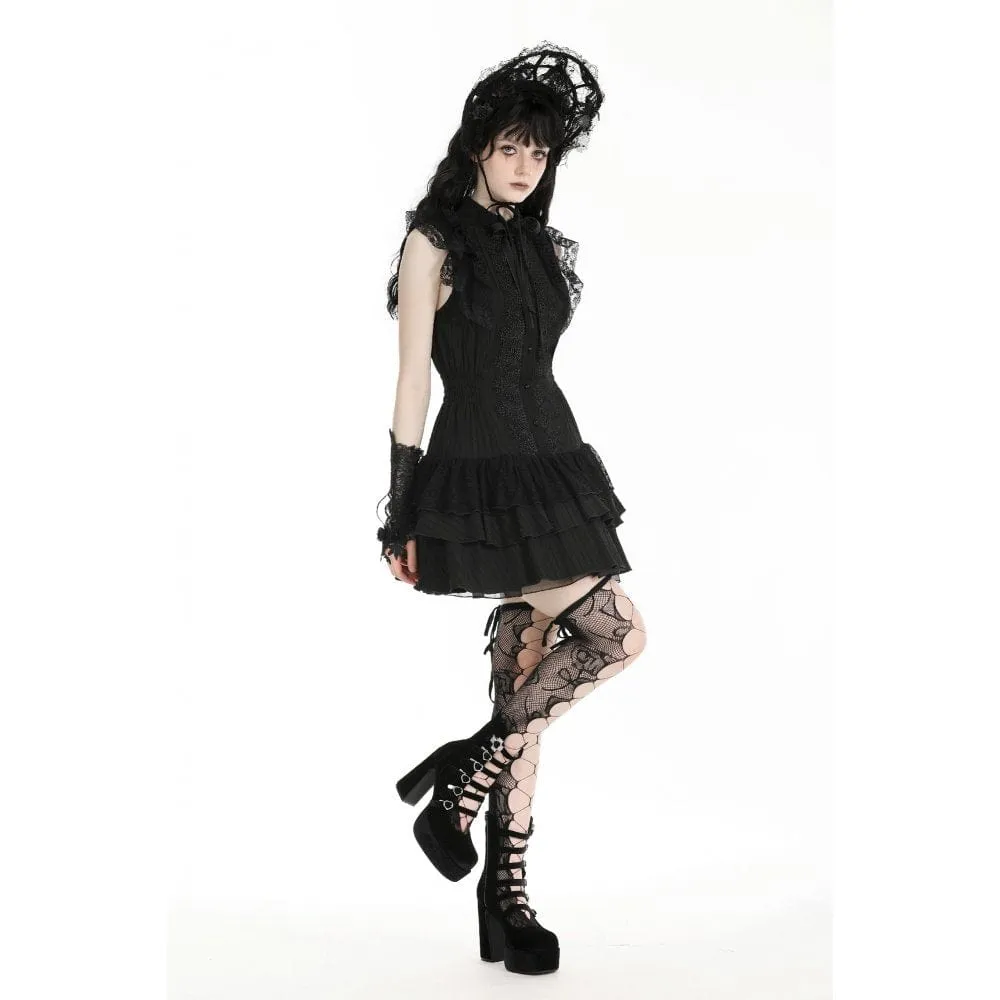 Women's Gothic Cheongsam Collar Ruffled Homecoming Dress