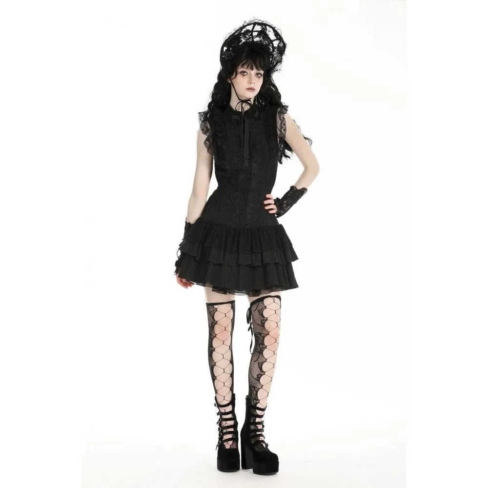 Women's Gothic Cheongsam Collar Ruffled Homecoming Dress