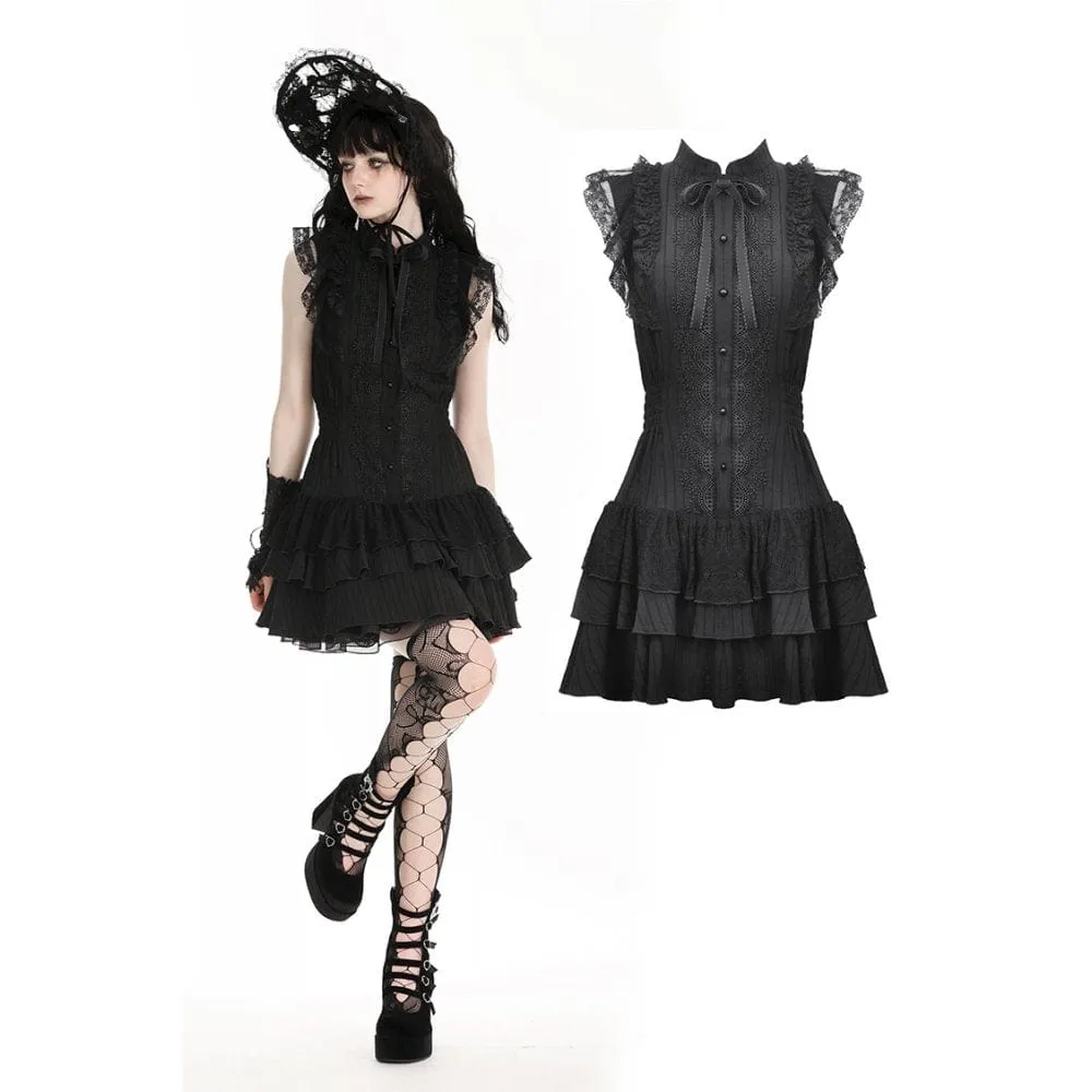 Women's Gothic Cheongsam Collar Ruffled Homecoming Dress