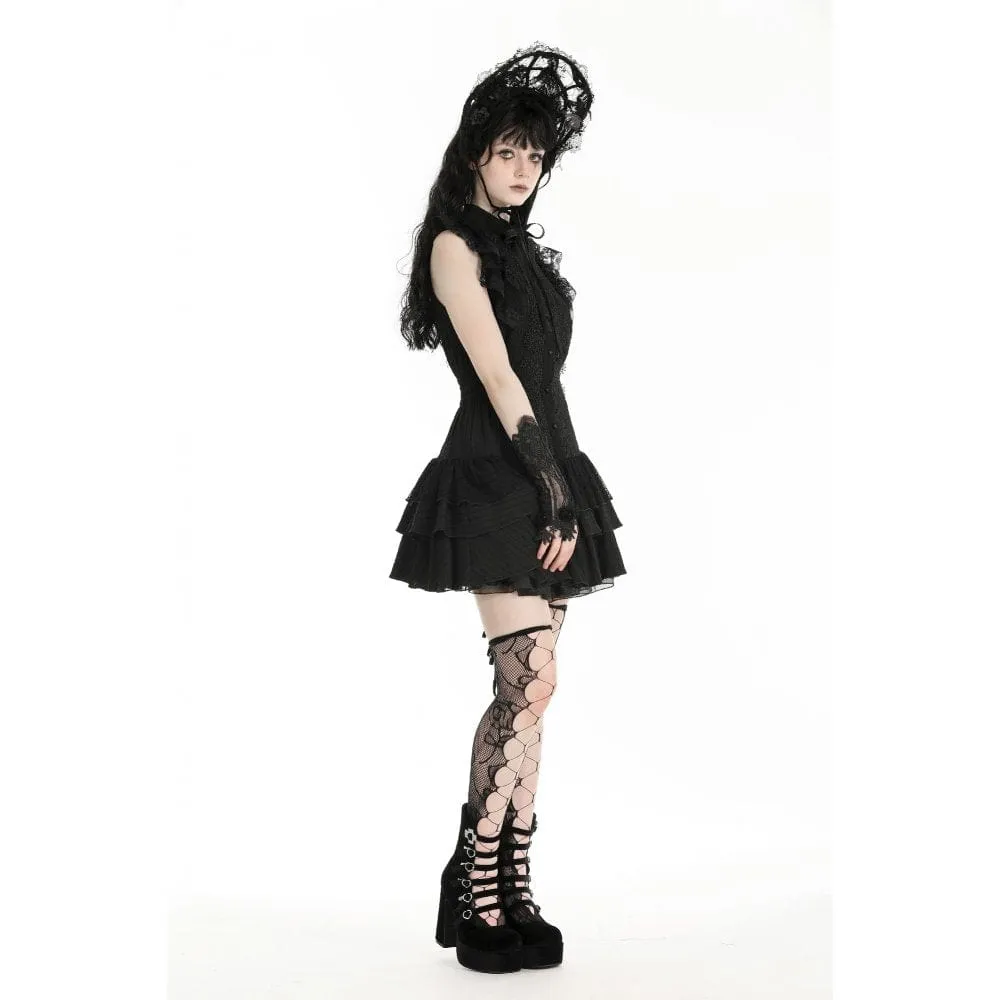 Women's Gothic Cheongsam Collar Ruffled Homecoming Dress