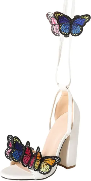 Women's Heels Chunky Block Strappy Square Open Toe Sandals Ankle Buckle Heeled Sandals Wedding Party Dress Shoes