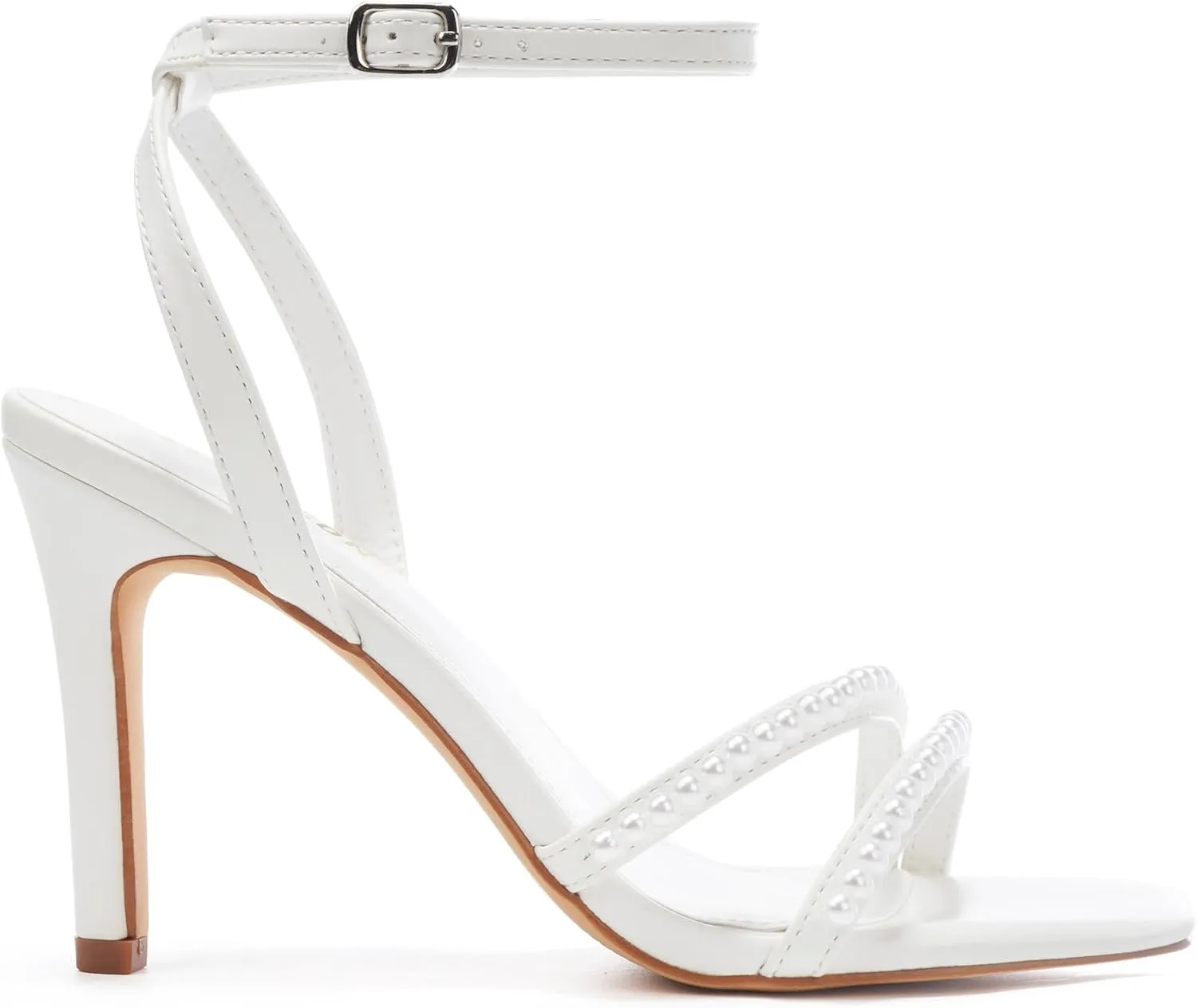 Women's Heels Strappy Ankle Strap High Heels 3.5 Inch Heeled Square Open Toe Sandals for Women