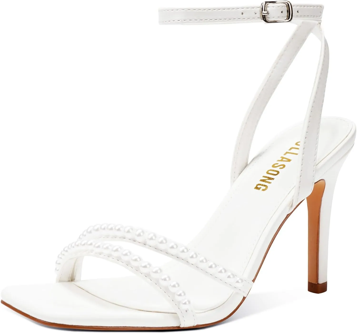Women's Heels Strappy Ankle Strap High Heels 3.5 Inch Heeled Square Open Toe Sandals for Women