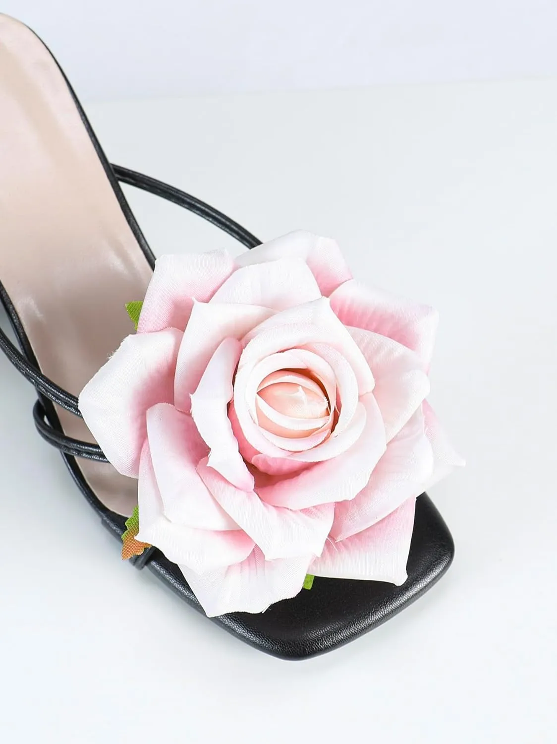 Women's High Heel Sandals with Gold Rose Accent  Elegant Evening Dress Shoes  Luxury Two-Strap Party Heels for Women