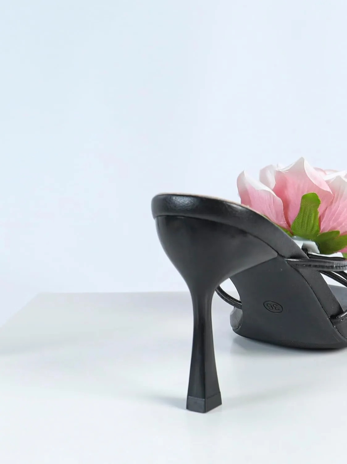 Women's High Heel Sandals with Gold Rose Accent  Elegant Evening Dress Shoes  Luxury Two-Strap Party Heels for Women