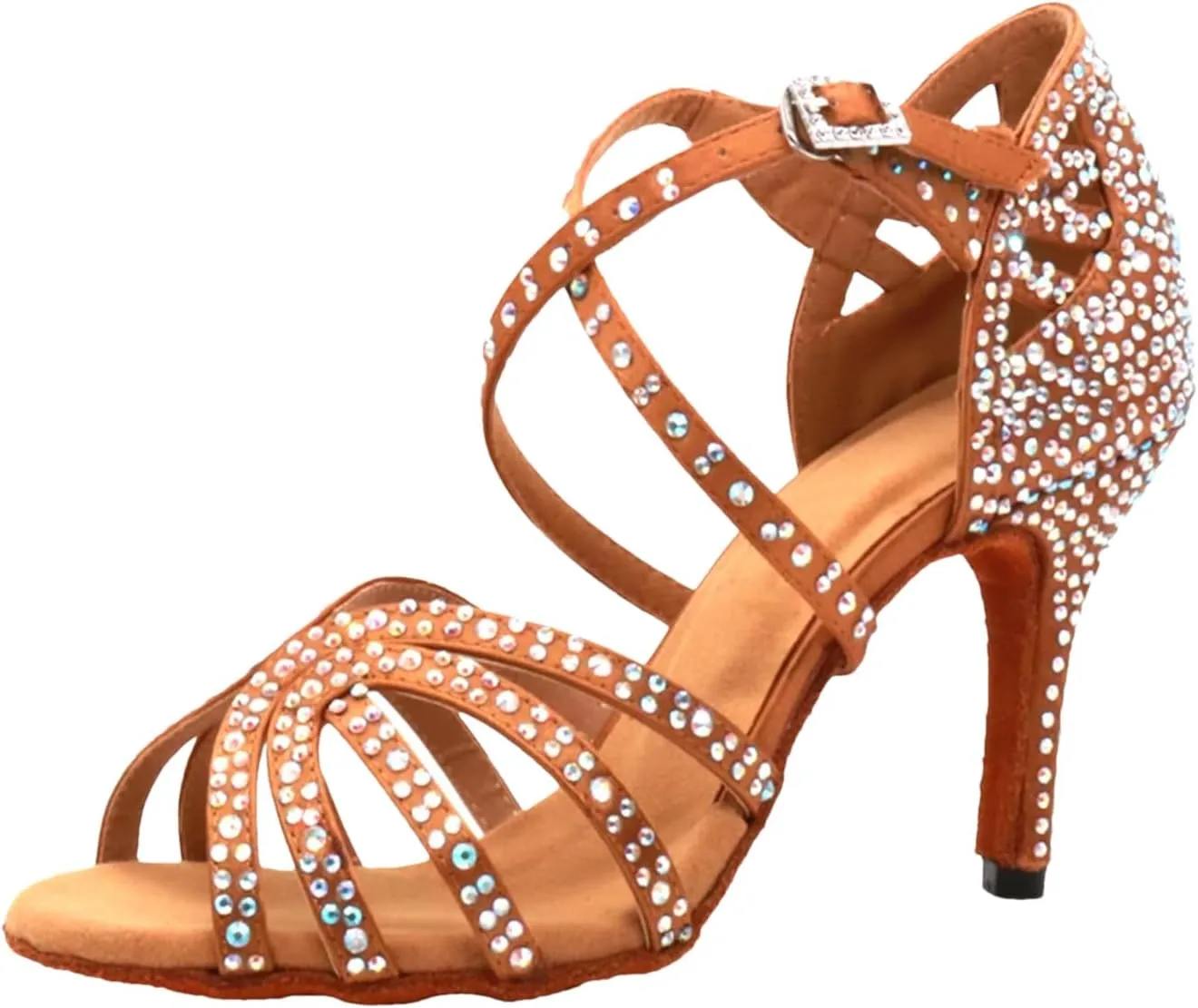 Womens Jazz Latin Dance Shoes Female Latin Salsa Casual Heels Silver Bronze Skin Comfortable Practice Performance