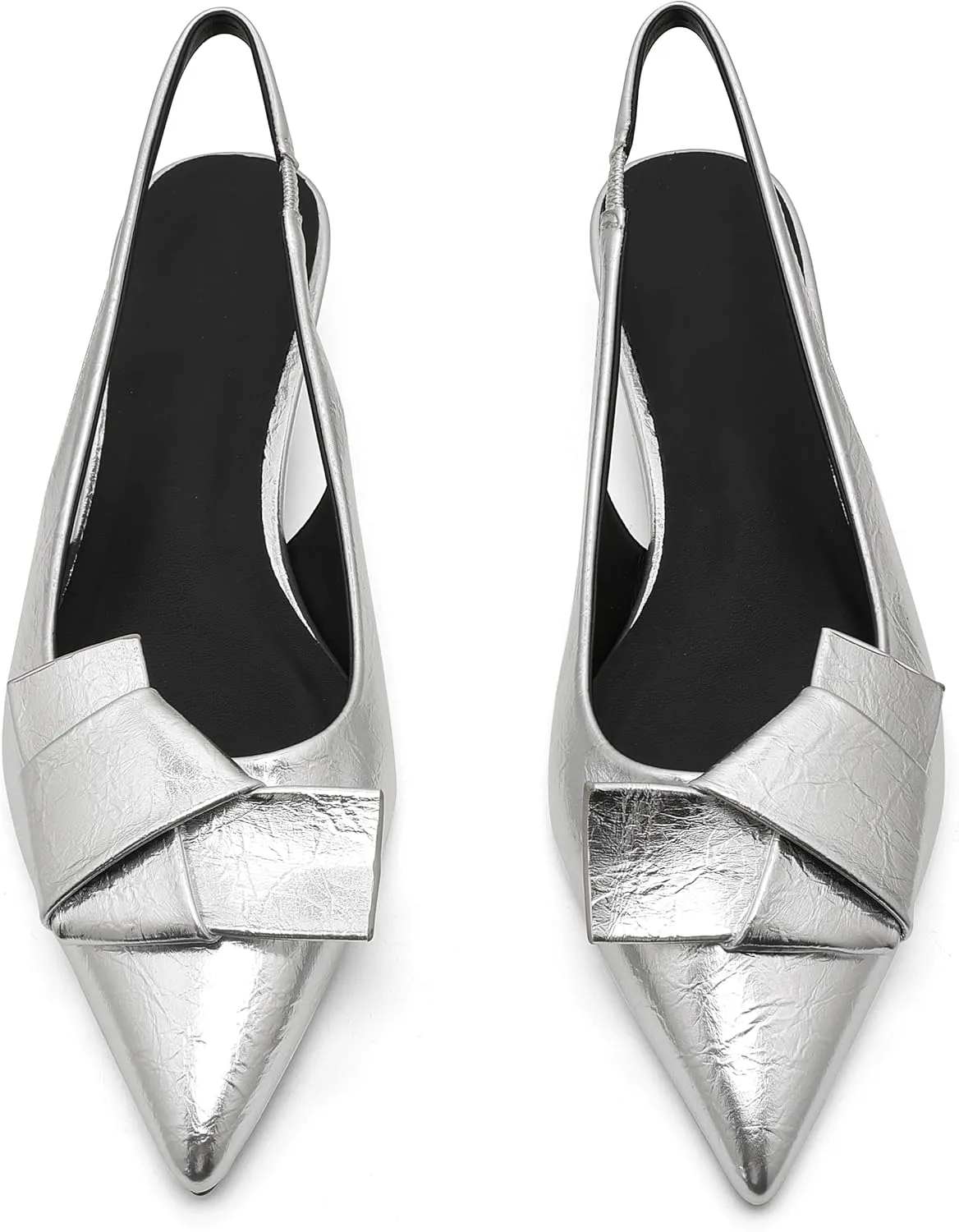 Women's Kitten Heels Black Pumps Dress Shoes Low Heel Wedding Slingback Pointed Toe Bridal Shoes