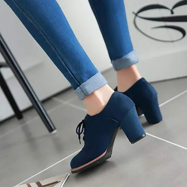Women'S Lace-Up Chunky Heels 61072670C