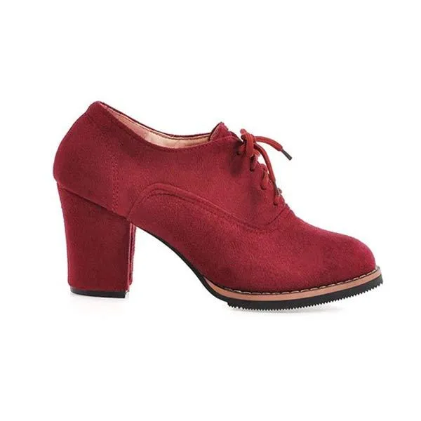 Women'S Lace-Up Chunky Heels 61072670C