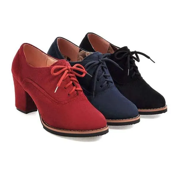 Women'S Lace-Up Chunky Heels 61072670C
