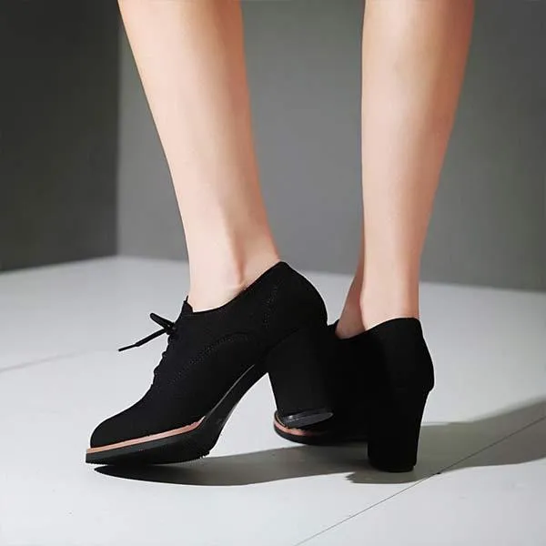 Women'S Lace-Up Chunky Heels 61072670C