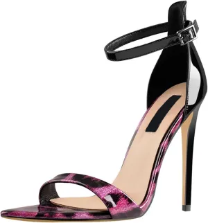 Women's Leopard Ankle Strap Sandals - 12cm Peep Toe Party Heels
