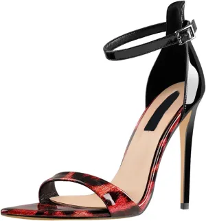 Women's Leopard Ankle Strap Sandals - 12cm Peep Toe Party Heels