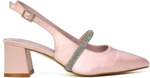 Womens Low Heel Bridal Shoes Ladies Pull On Slingback Strap Wedding Party Pointed Toe Courts Pumps Size 3-8