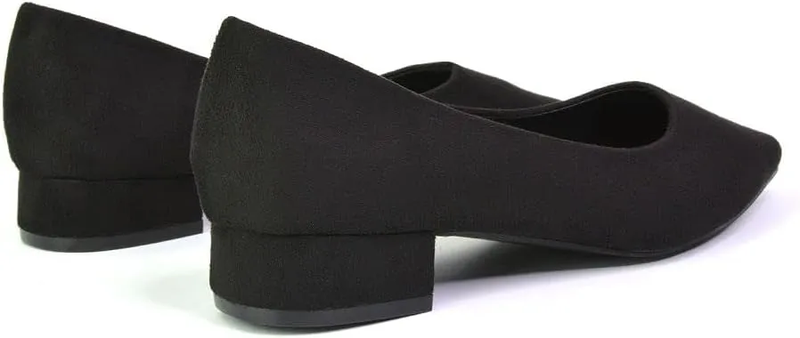 Womens Low Heel Bridal Shoes Ladies Slip On Pointed Toe Flats Wedding Evening Party Pumps Size 3 4 5 6 7 8