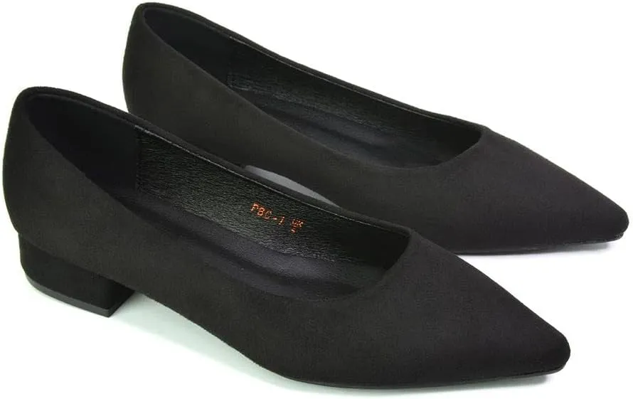 Womens Low Heel Bridal Shoes Ladies Slip On Pointed Toe Flats Wedding Evening Party Pumps Size 3 4 5 6 7 8