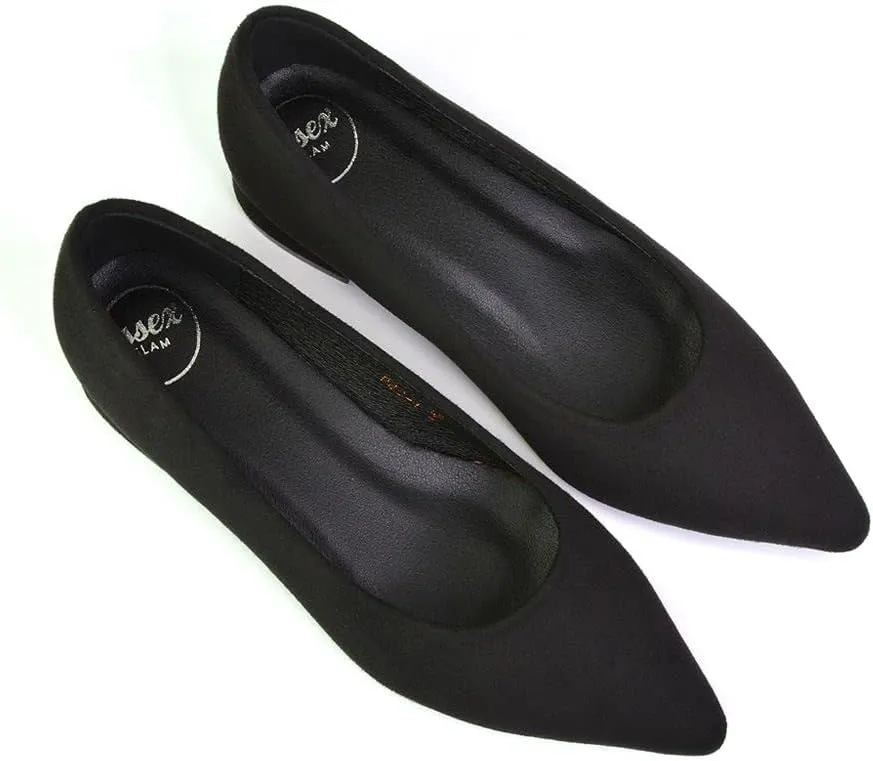 Womens Low Heel Bridal Shoes Ladies Slip On Pointed Toe Flats Wedding Evening Party Pumps Size 3 4 5 6 7 8