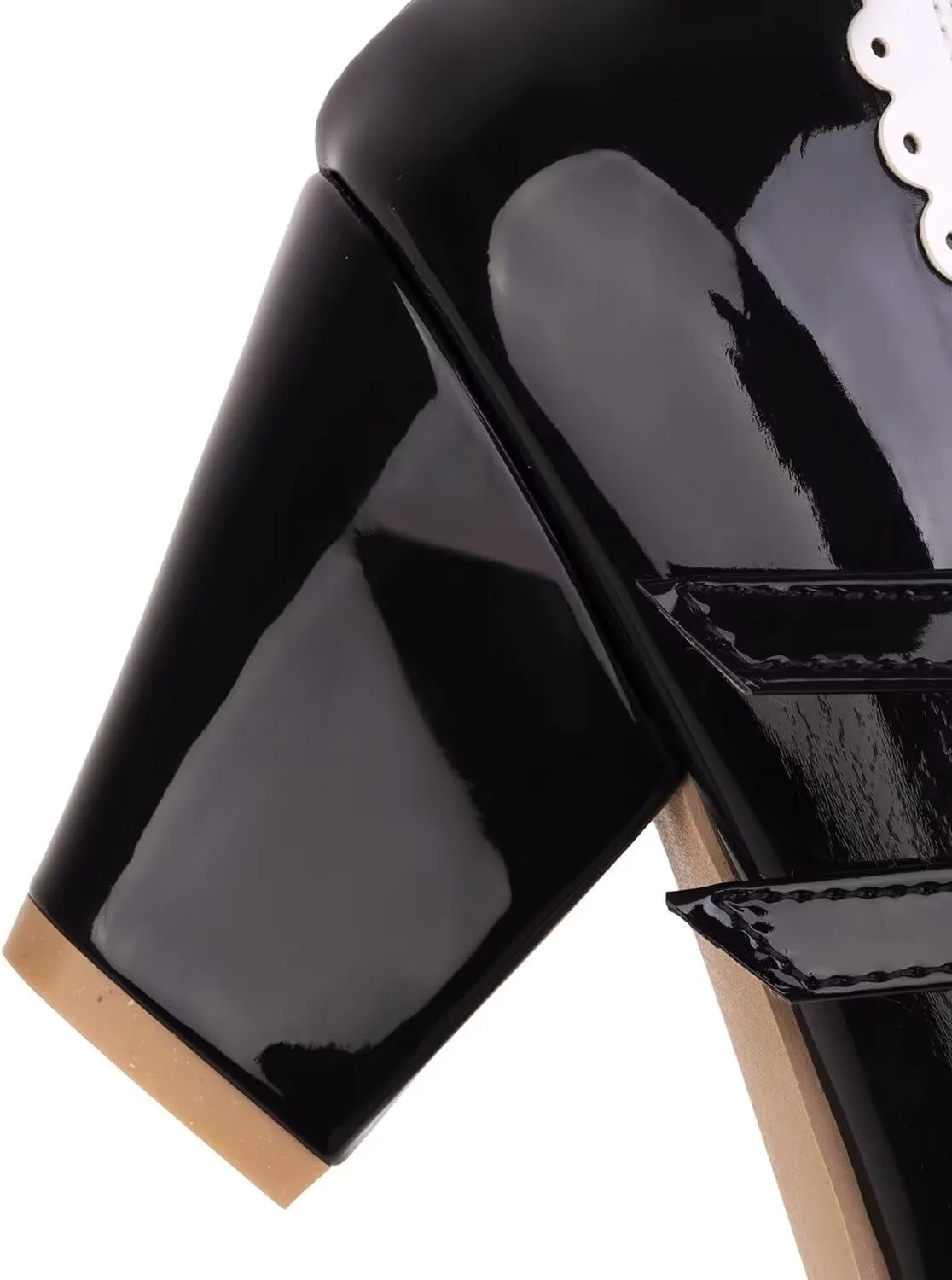 Women's Low Heels Mary Janes Shoes Chunky Closed Toe Straps Block Heels Sweet Dress Wedding Party Pumps Shoes Female Large Size