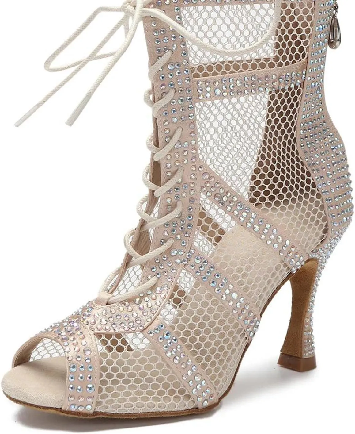 Women's Mesh Dance Boots - Ballroom Jazz Pole Party Heels (8.5CM/3.35")