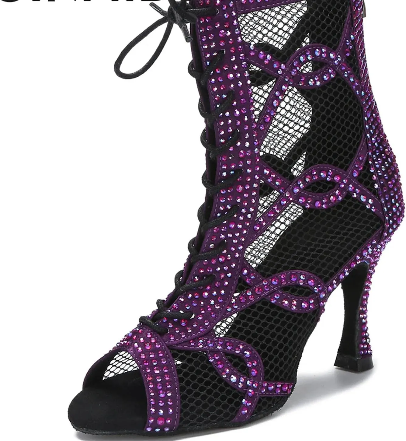 Women's Mesh Pole Dance Boots - Ballroom Belly Dance Party Heels (8.5CM/3.35")