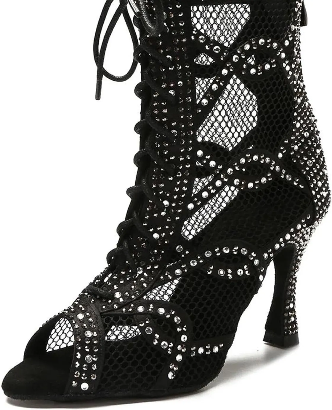 Women's Mesh Pole Dance Boots - Ballroom Belly Dance Party Heels (8.5CM/3.35")