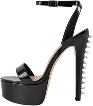 Women's Open Toe Stilettos - Sexy Rivet Platform Party Heels