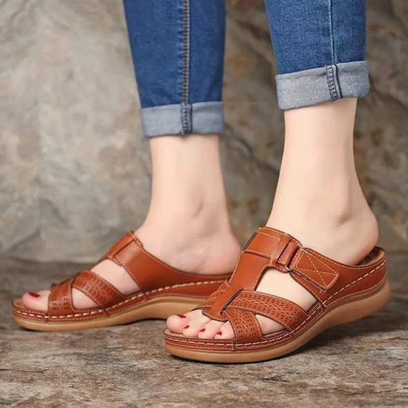 Women's Open Toe Super Soft Premium Low Heels Walking Sandals Cushion