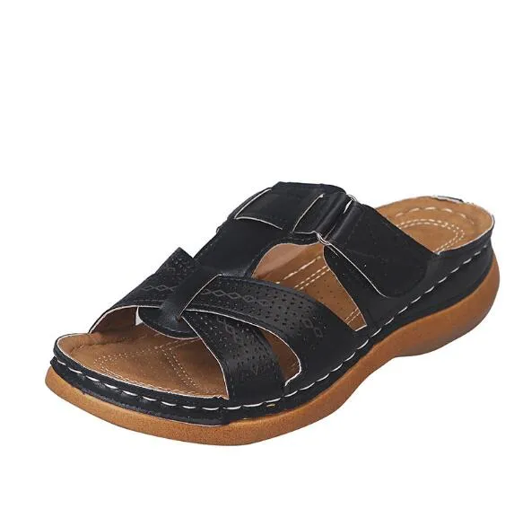 Women's Open Toe Super Soft Premium Low Heels Walking Sandals Cushion