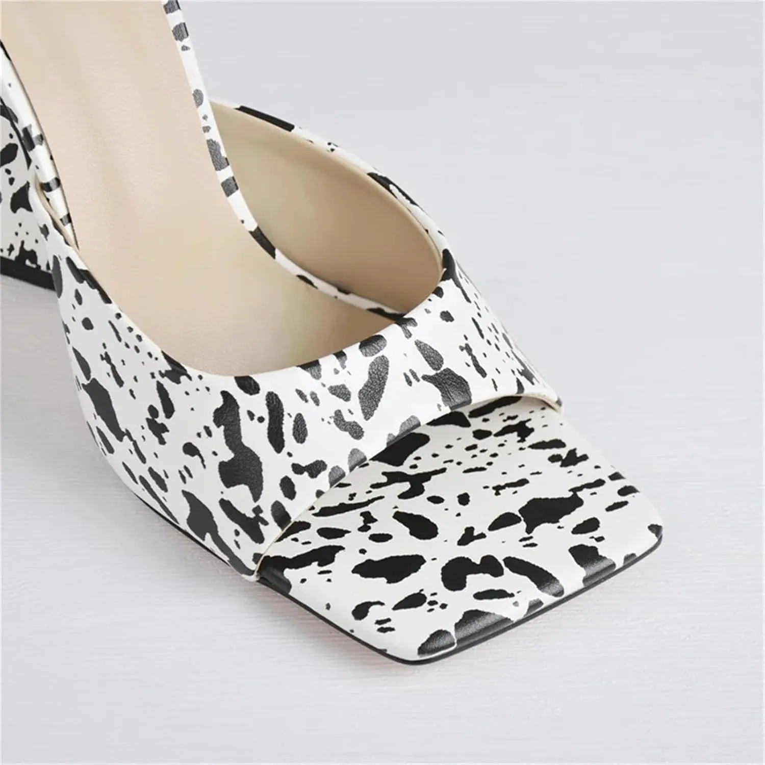 Women's Peep Toe PU Sandals - Mixed Colors Transparent Slip On Party Heels