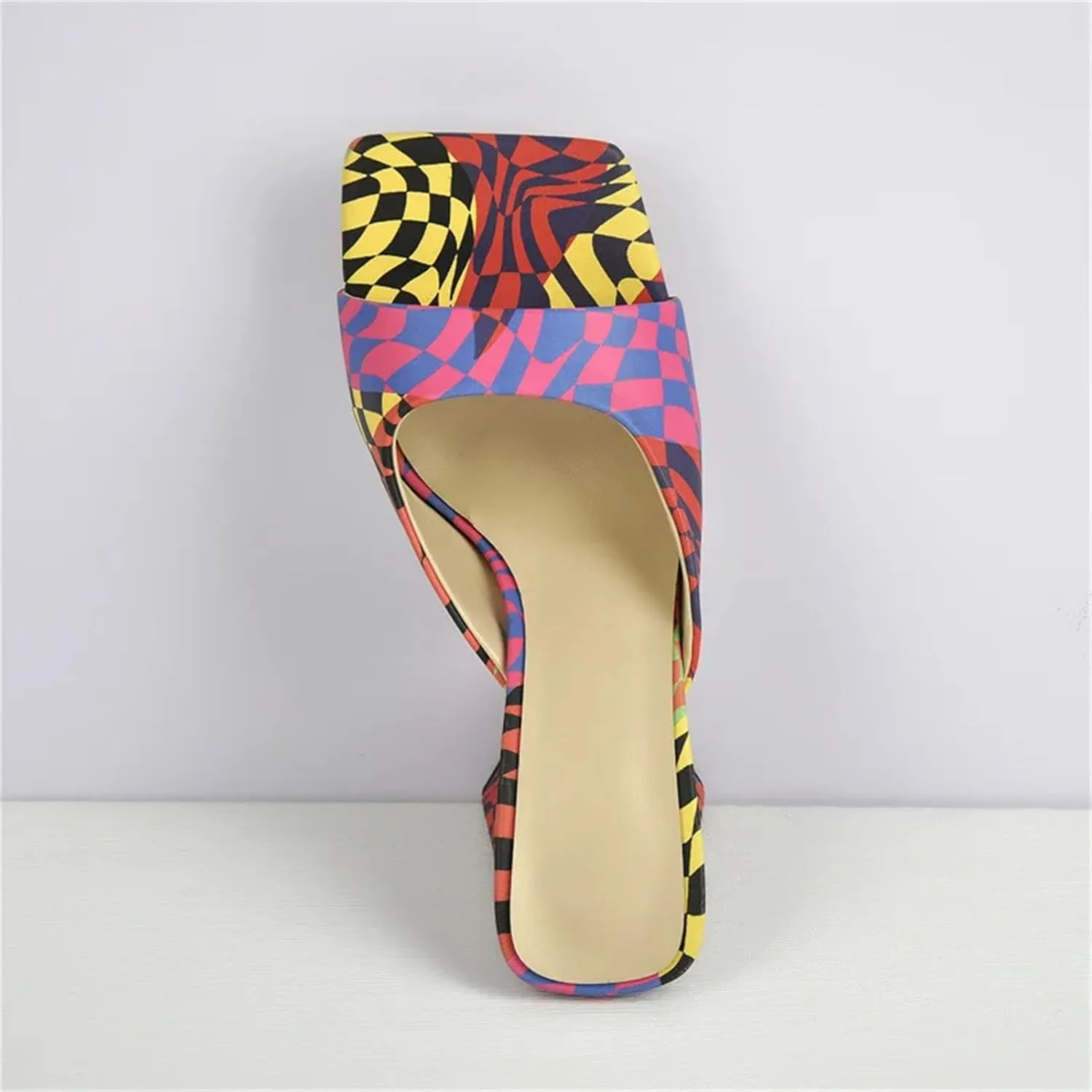 Women's Peep Toe PU Sandals - Mixed Colors Transparent Slip On Party Heels