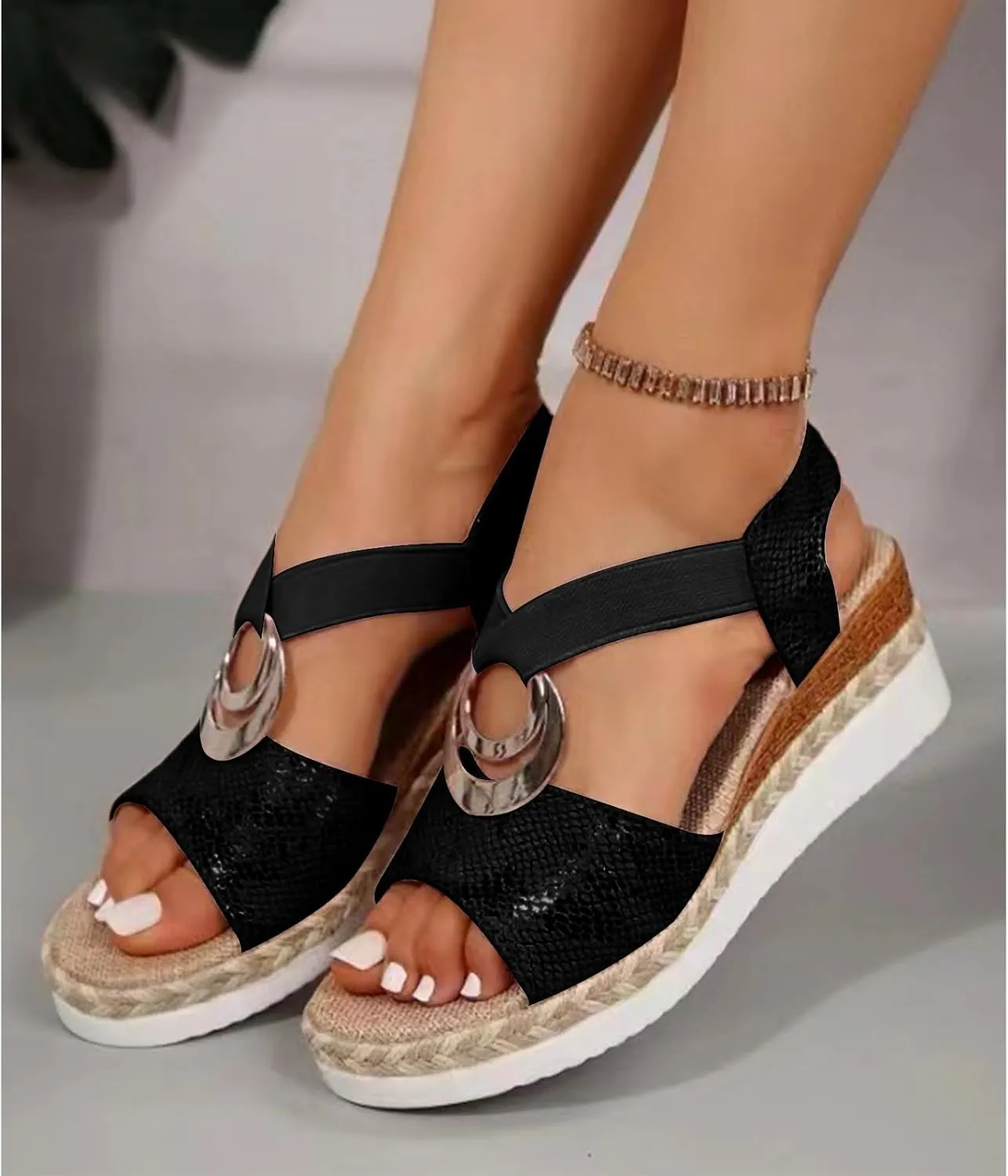 Womens Platform Wedge Sandals Open Toe Slingback Arch Support Platform Sandals for Women Dressy Summer Casual Heels Comfortable Walking Beach Shoes