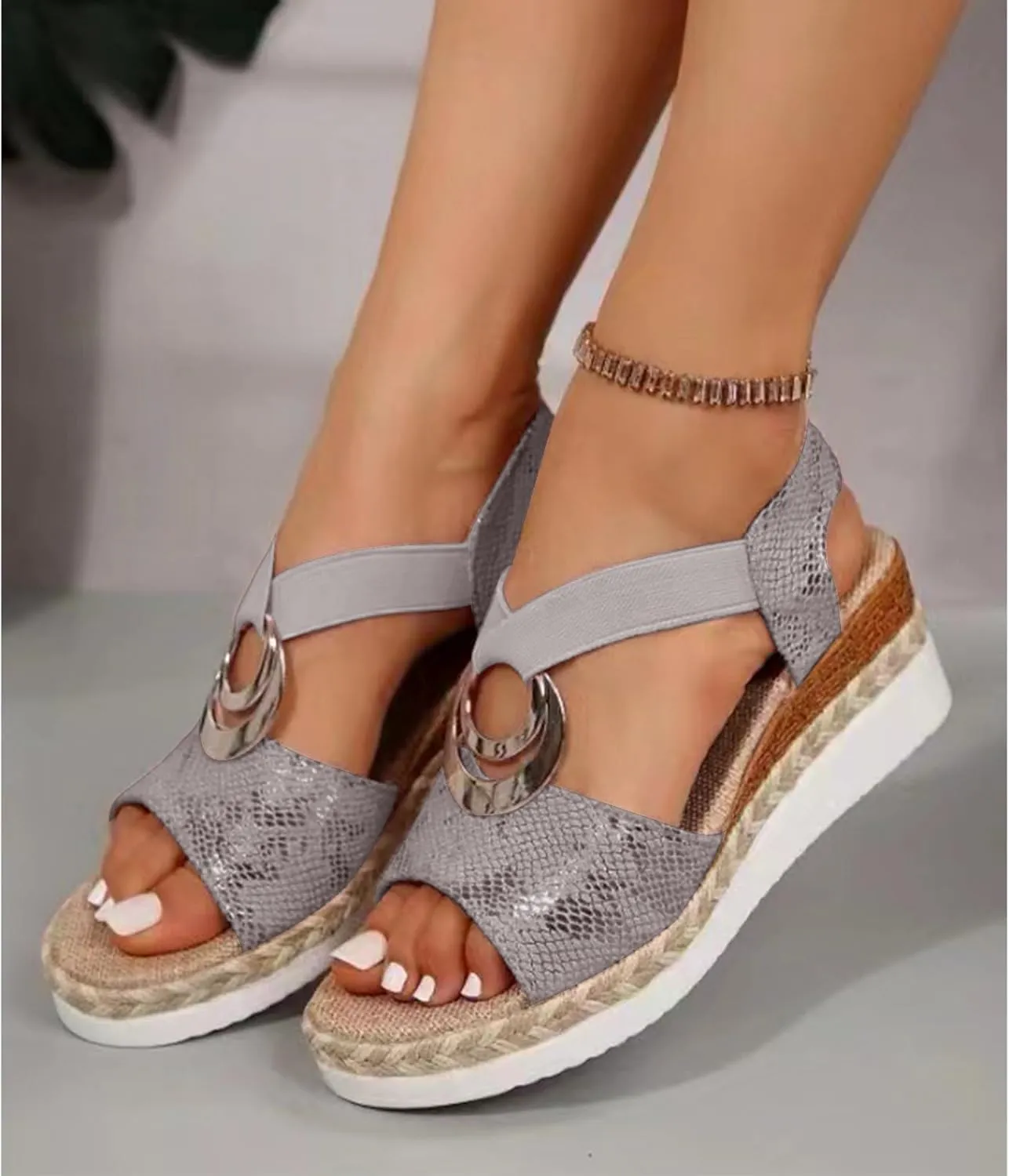 Womens Platform Wedge Sandals Open Toe Slingback Arch Support Platform Sandals for Women Dressy Summer Casual Heels Comfortable Walking Beach Shoes