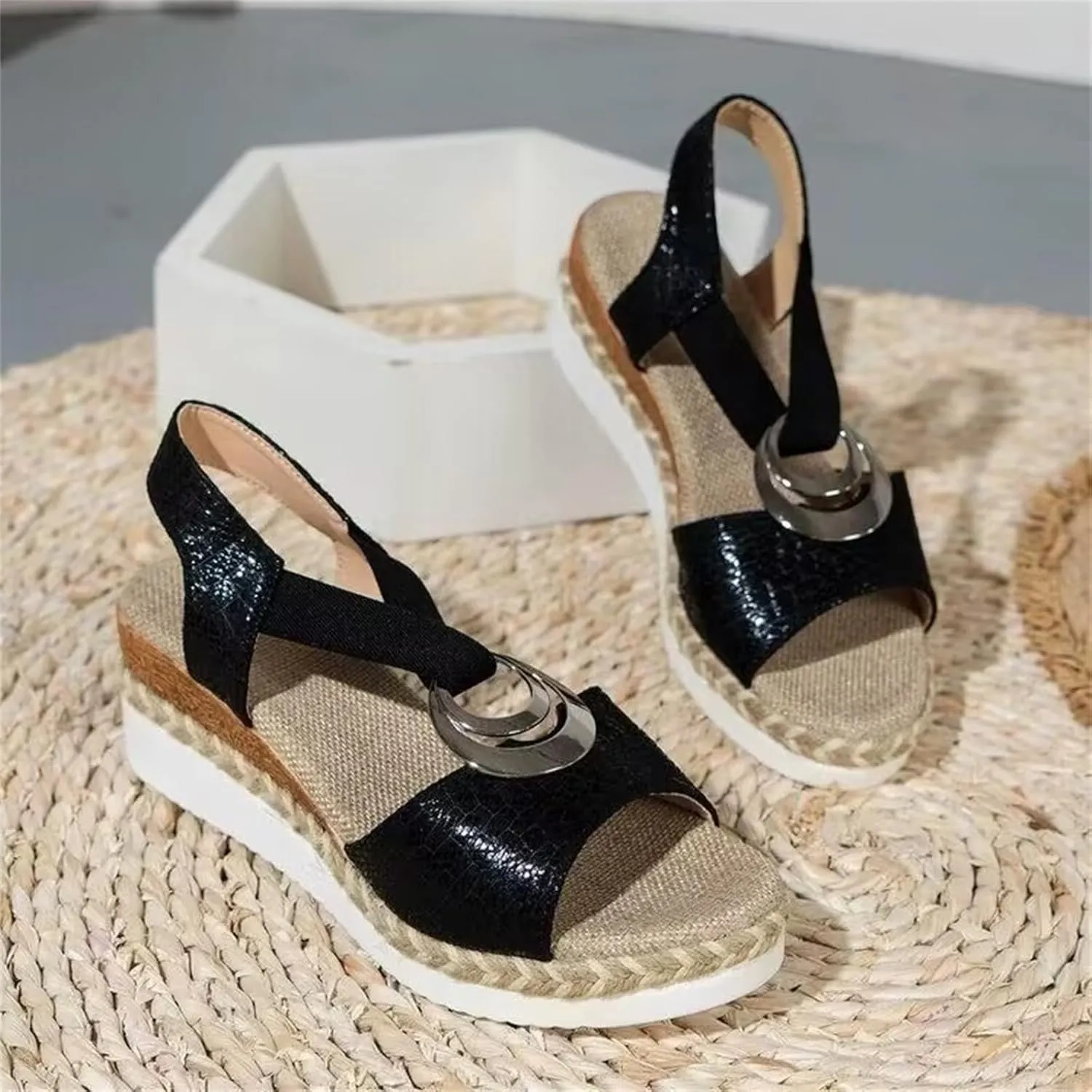 Womens Platform Wedge Sandals Open Toe Slingback Arch Support Platform Sandals for Women Dressy Summer Casual Heels Comfortable Walking Beach Shoes