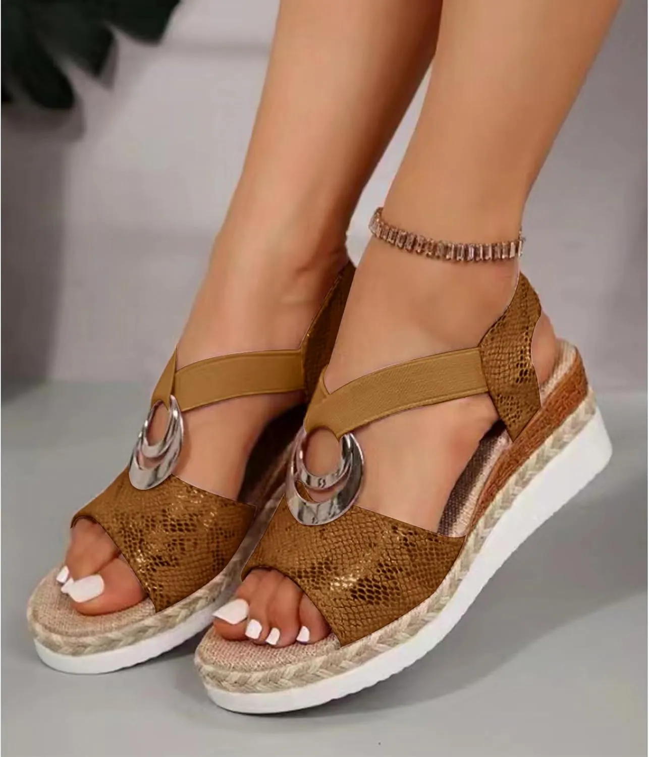 Womens Platform Wedge Sandals Open Toe Slingback Arch Support Platform Sandals for Women Dressy Summer Casual Heels Comfortable Walking Beach Shoes