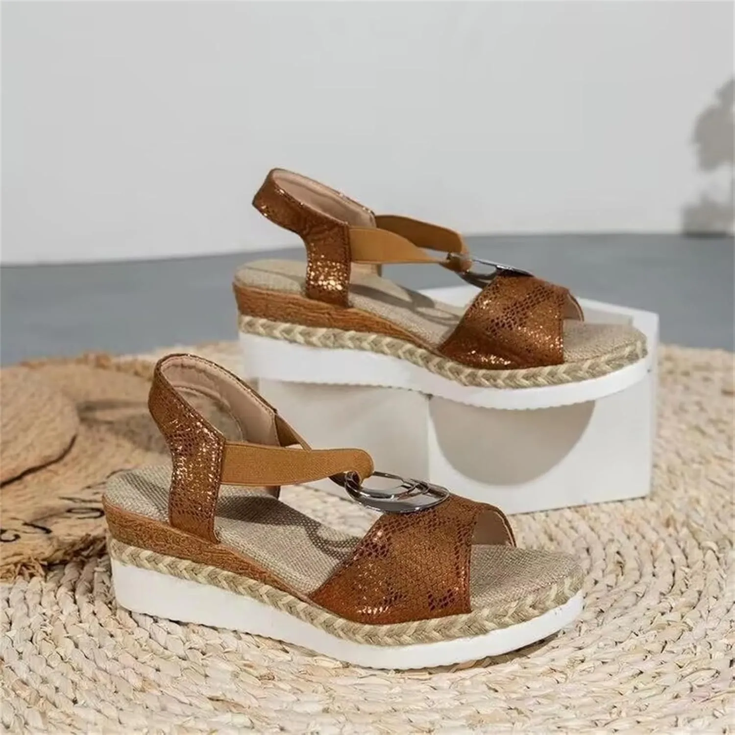 Womens Platform Wedge Sandals Open Toe Slingback Arch Support Platform Sandals for Women Dressy Summer Casual Heels Comfortable Walking Beach Shoes