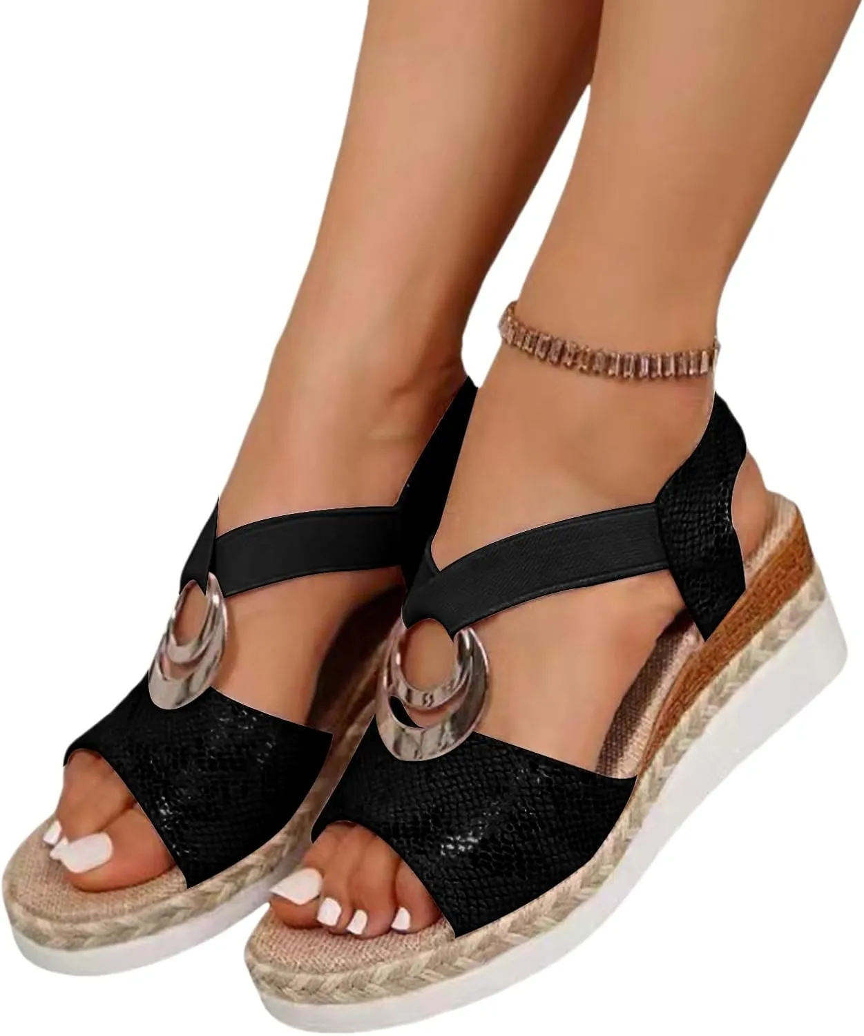 Womens Platform Wedge Sandals Open Toe Slingback Arch Support Platform Sandals for Women Dressy Summer Casual Heels Comfortable Walking Beach Shoes