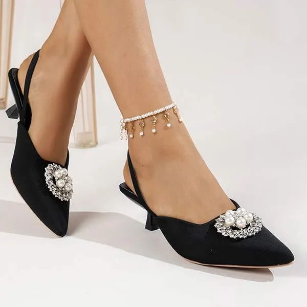 Women's Pointed-toe Rhinestone High Heel Sandals 77644214C